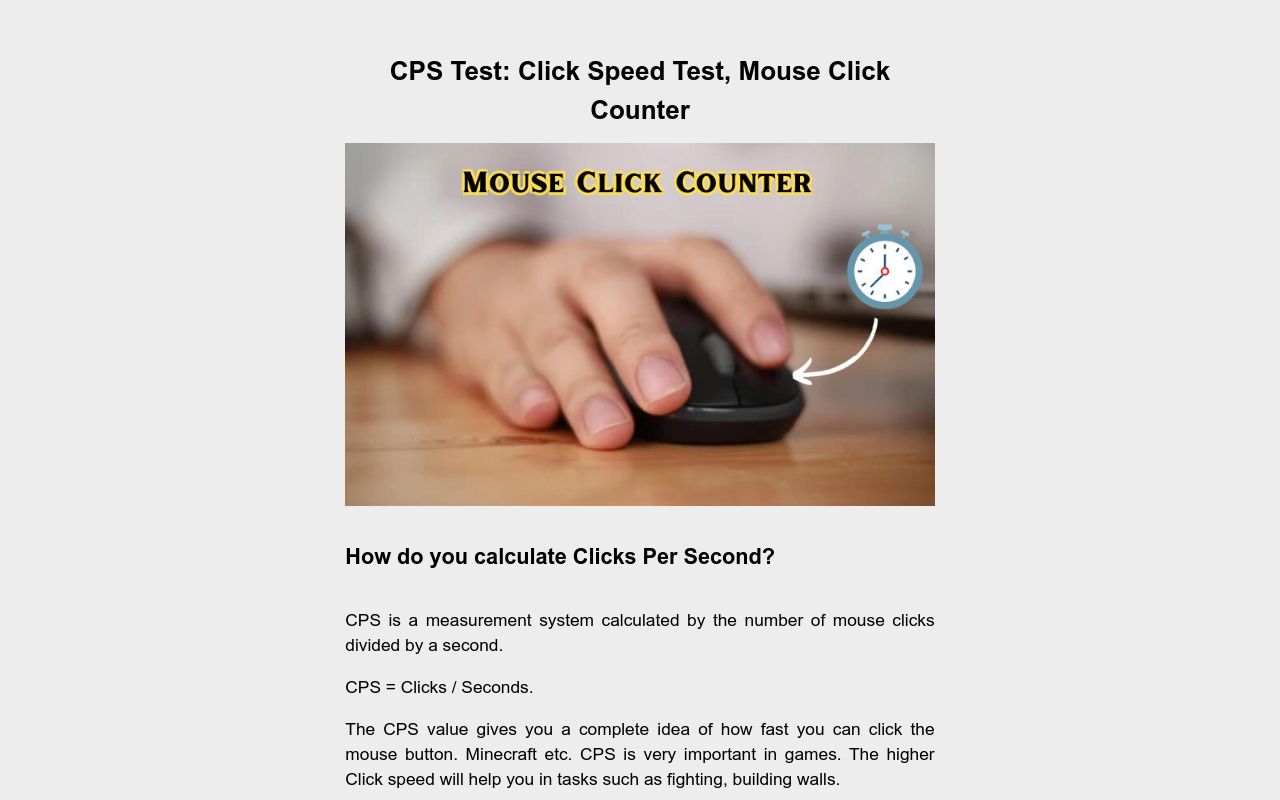Cps test click speed test mouse click counter